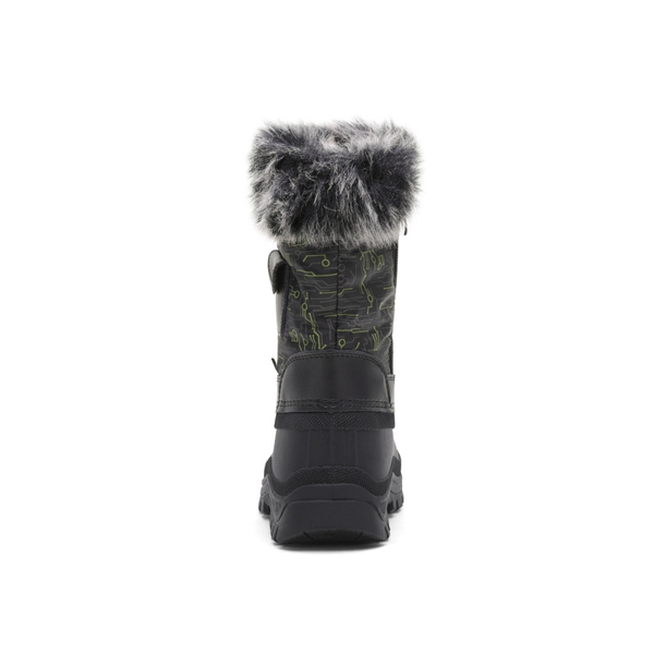 Kids Waterproof Warm Snow Boots - BLACK DARK GREY GREEN - 5
